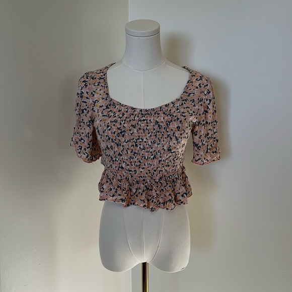 Patrons of Peace Floral Frilly Stretch Crop Top - Picture 1 of 4